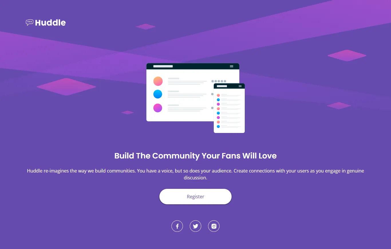🍭 Huddle landing page with a single introductory section